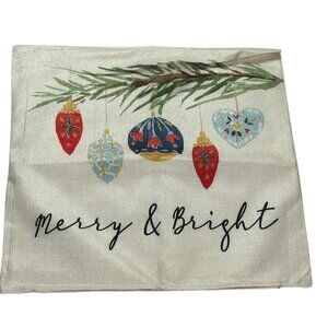 Christmas Pillow Cover Merry and Bright White Red Green Zip Closure Home Decor